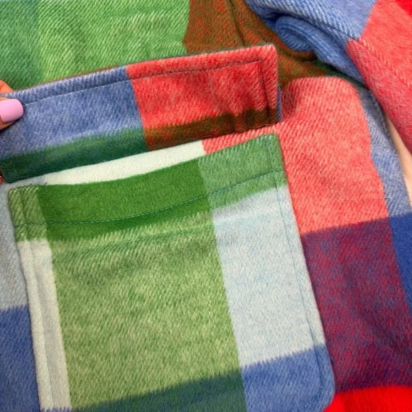 NWT Free Assembly Plaid Cropped Chore Jacket Multicolor Large Shacket Spring - Picture 9 of 12